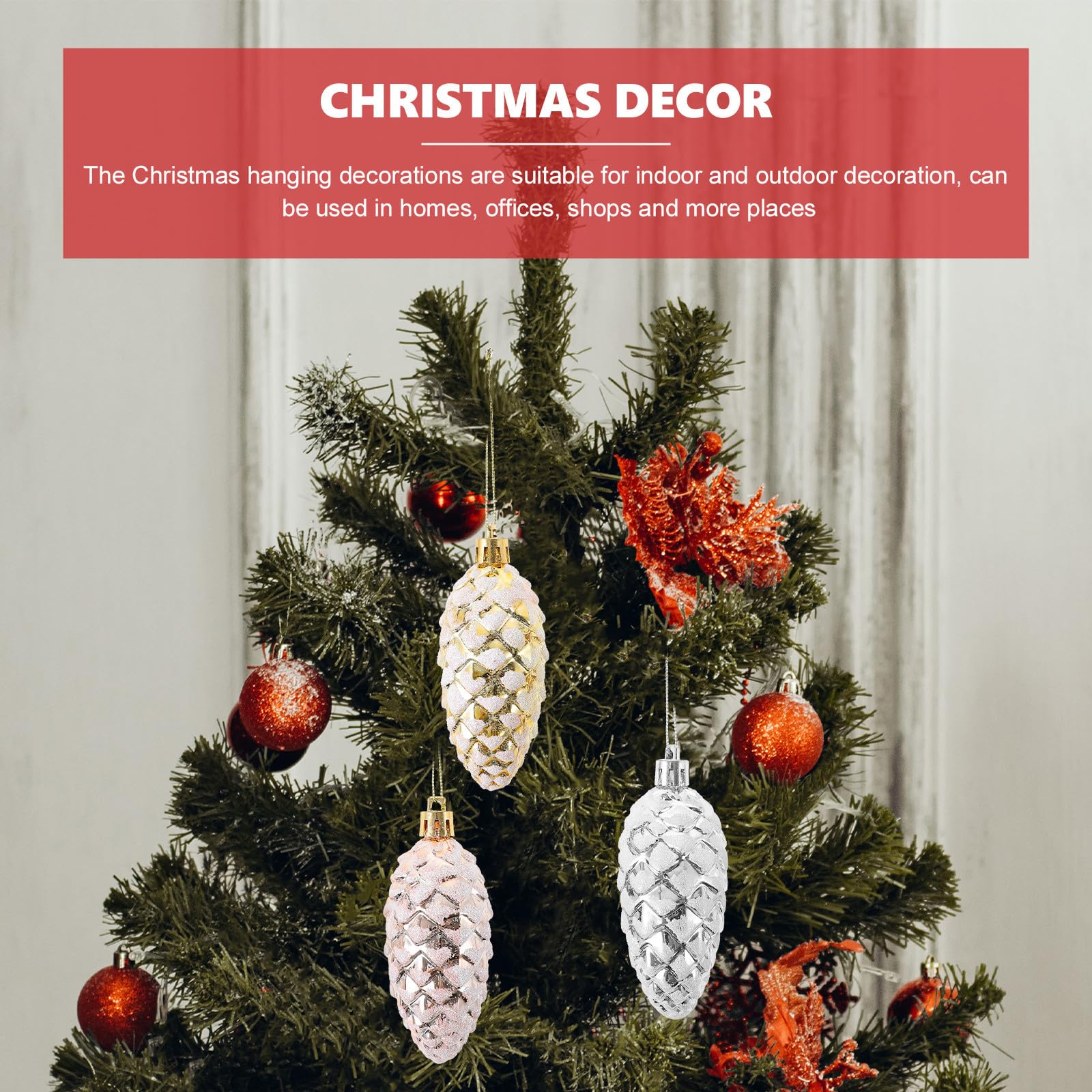 Toyvian 16 Schachteln Weihnachtsbaumschmuck Tannenzapfen aus Kunststoff zum