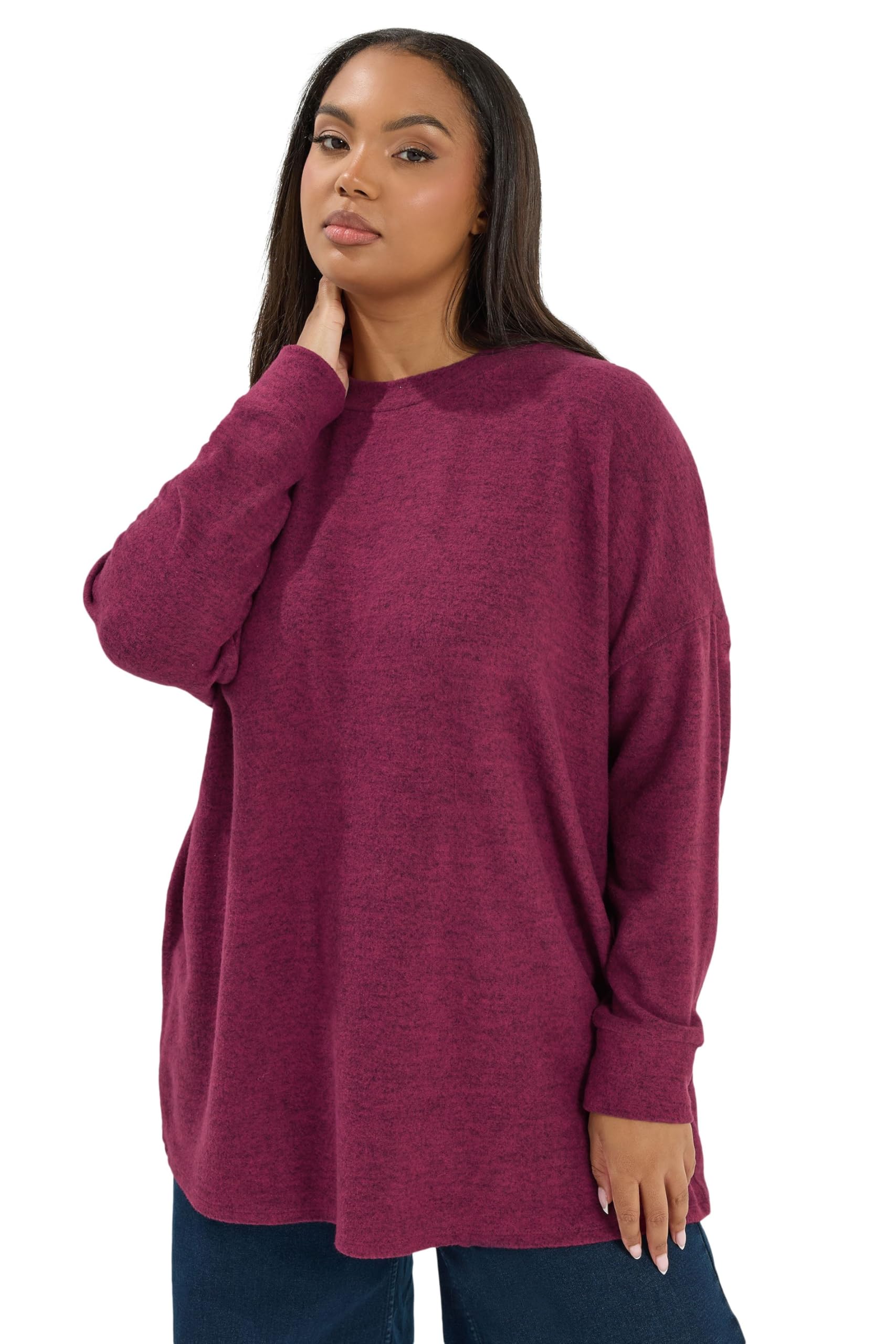Yours Women's Dark Pink Curve Soft Touch Jumper - Plus Size Curve