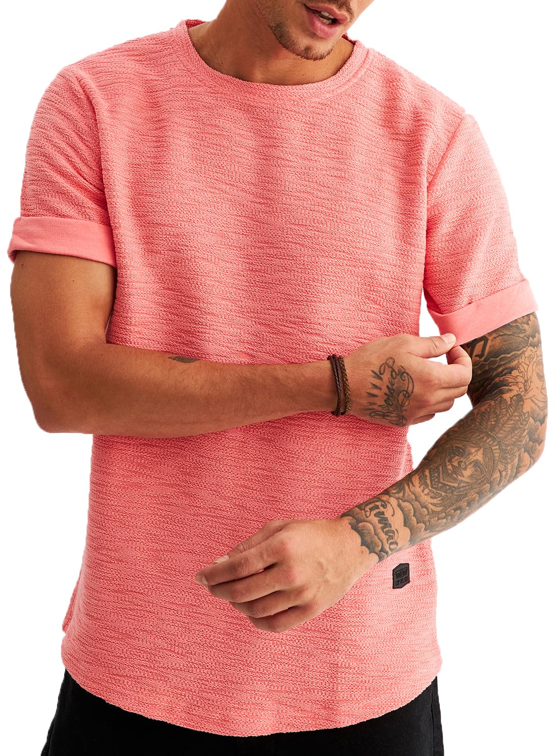 Leif Nelson T-Shirt Herren Sommer Rundhals-Ausschnitt - Regular Fit Männer T-Shirts 100% Baumwolle Kurzarm