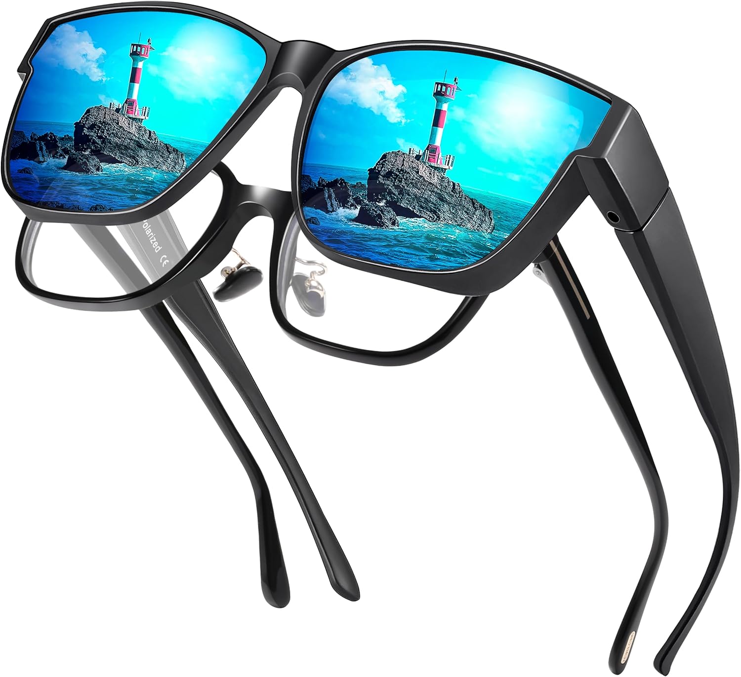 Polarized Sunglasses Fit Over Glasses for Women Men, Oversized Square Sun Glasses UV400 Protection