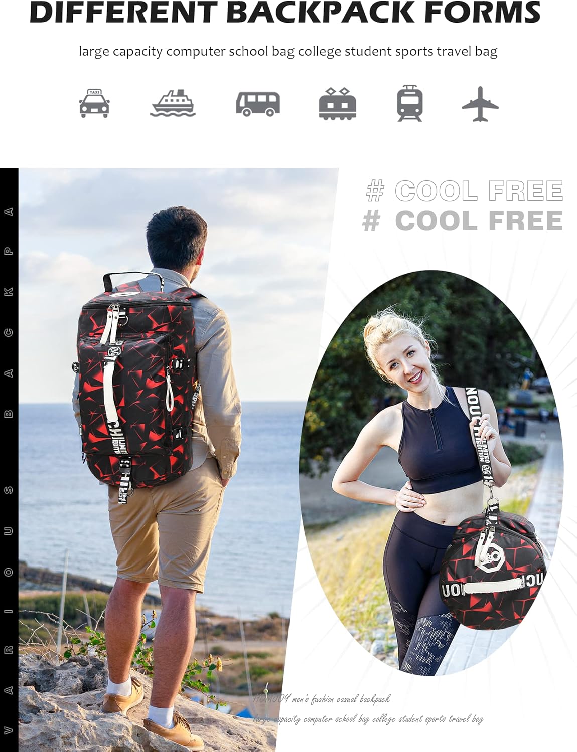 Gym Sport Bag Backpack Duffle Bag Weekender Bag Waterproof Travel Sling Bag Casual Daypack for Men and Women - Image 6