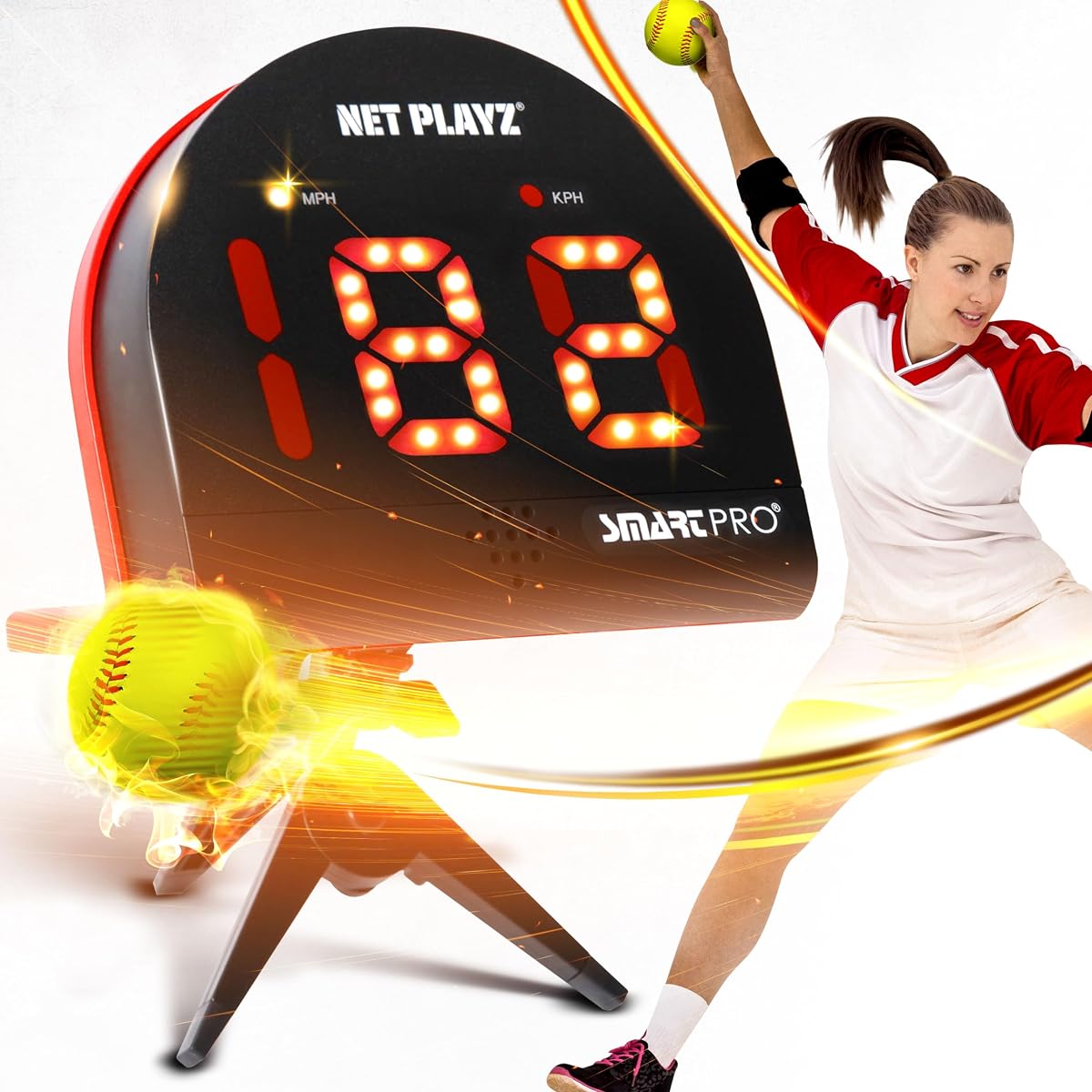 NetPlayz Softball Radars, Speed Sensors Training Equipment (Hands-Free Radar Guns, Pitching Speed Guns | Softball Gifts, High-Tech Gadget & Gear for Softball Players, Black