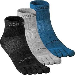 Toe Socks for Men and Women Athletic Running Coolmax Five Finger Ankle/Quarter Socks Breathable Lightweight, 3 Pairs