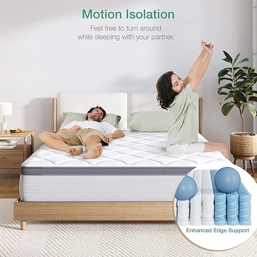 Novilla Queen Mattress, 12 Inch Hybrid Mattress Queen with Comfort Foam,Innerspring Pillow Top Queen Mattress in a Box, Queen Size Mattress for Pressure & Pain Relief, Soft Feel but Supportive thumbnail 4