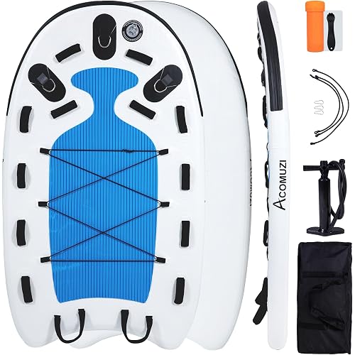 Inflatable Water Rescue Sled, Drop-Stitch PVC Jet Ski Rescue Board Inflatable Bodyboard, Yellow Emergency Equipment for Lakes/Oceans/Rivers, 73×39×4 Inch