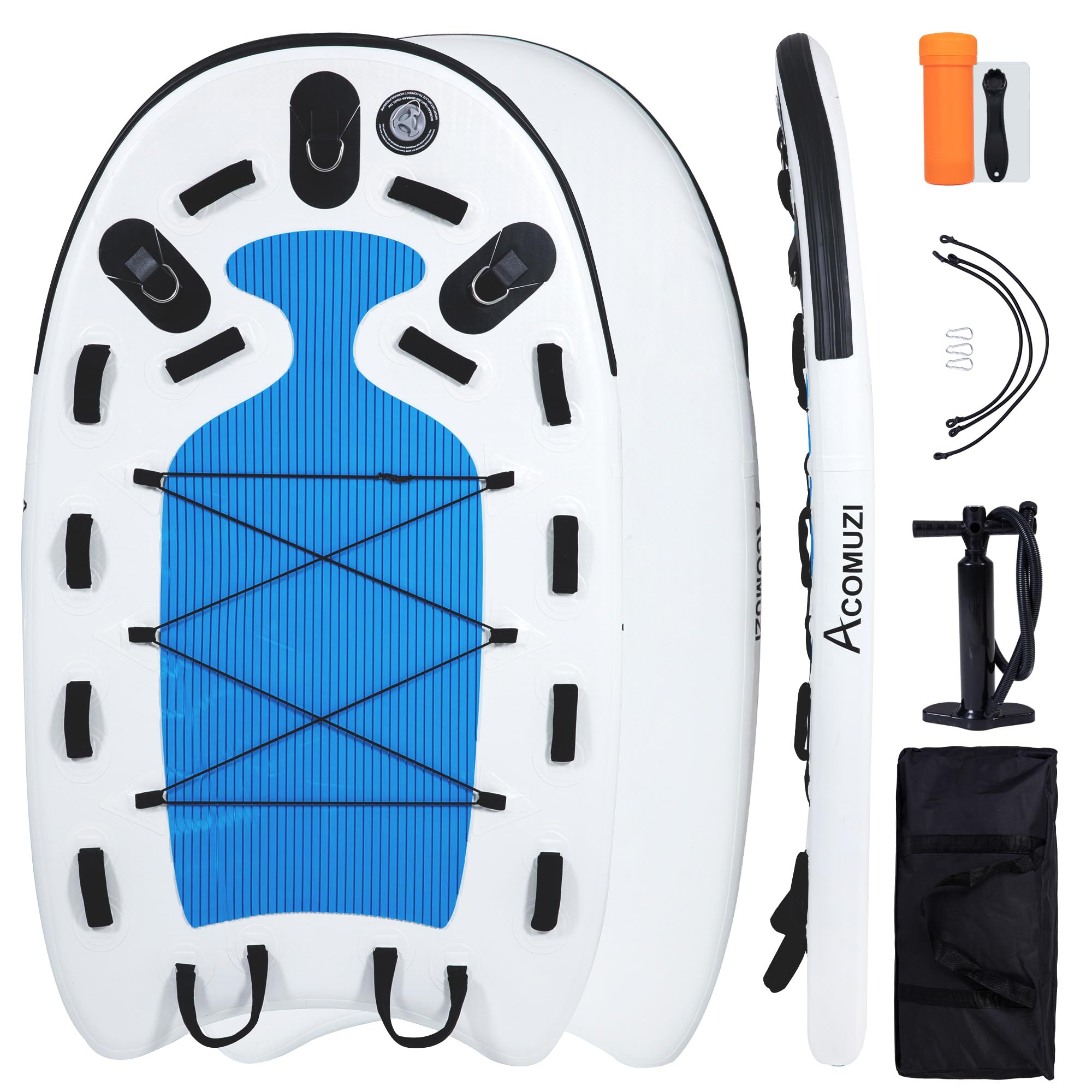 Aufblasbarer Wasserrettungsschlitten, Drop-Stitch PVC Jet Ski Rescue Board Aufblasbares Bodyboard, Gelbe Notfallausrüstung für Seen/Ozeane/Flüsse, 73×39×4 Zoll