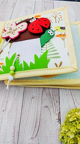 Miniatura 5 de Libro silencioso de león para bebés con animales y frutas, libro de fieltro para habilidades motoras finas, juguete Montessori, libro ocupado de