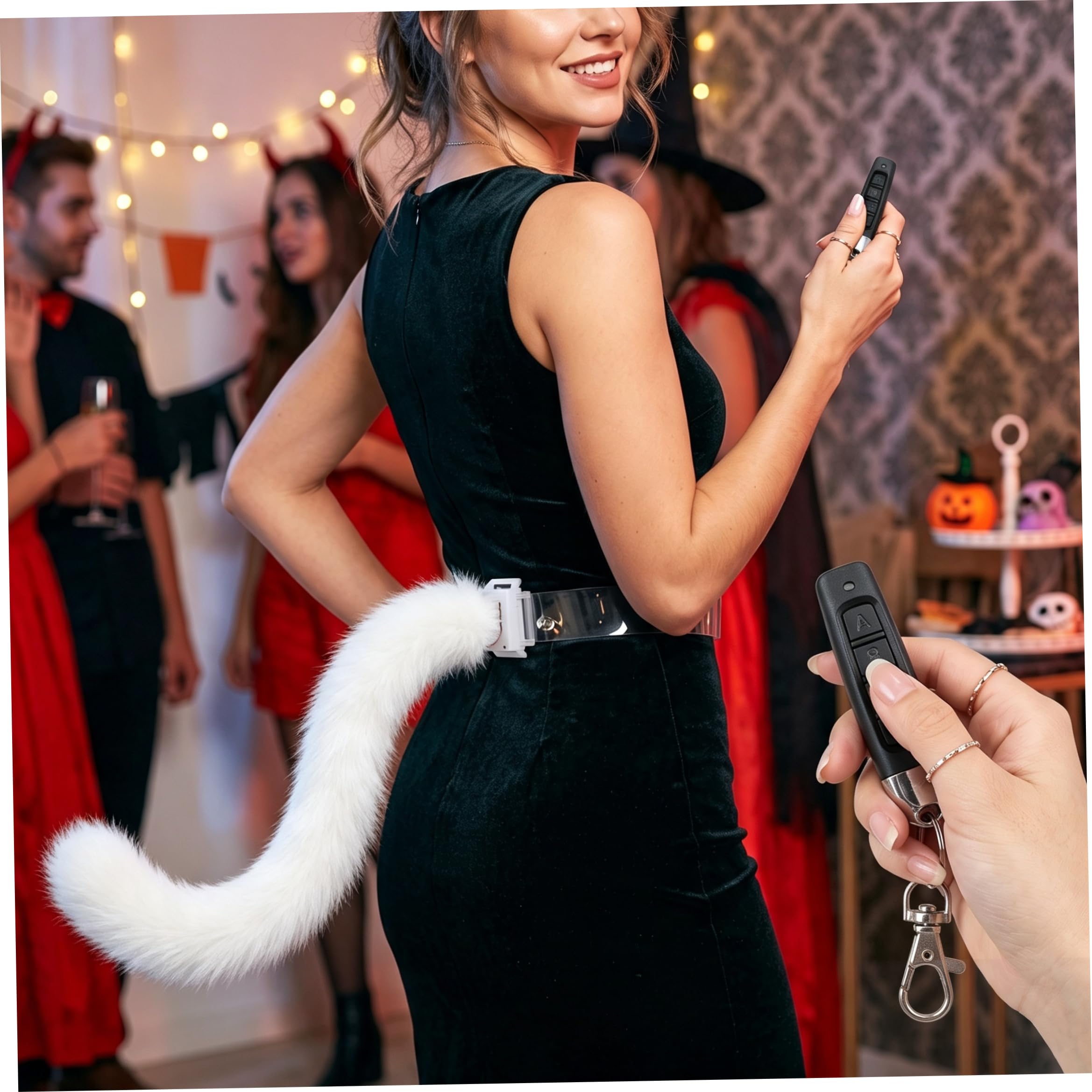 Coda elettrica, Coda Mobile pelosa con Telecomando oscillante, Tuta in Pelliccia Ricaricabile Bianca di Tipo C Staccabile multimodale per Cosplay e convegni di Halloween
