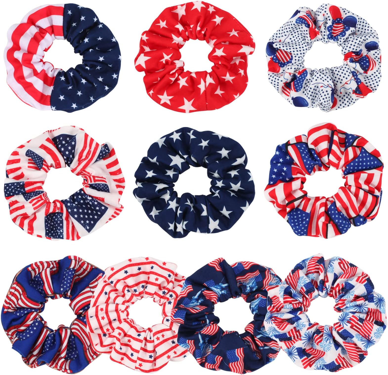 Anclicany July 4th American Flag Hair Ties, Red White Blue