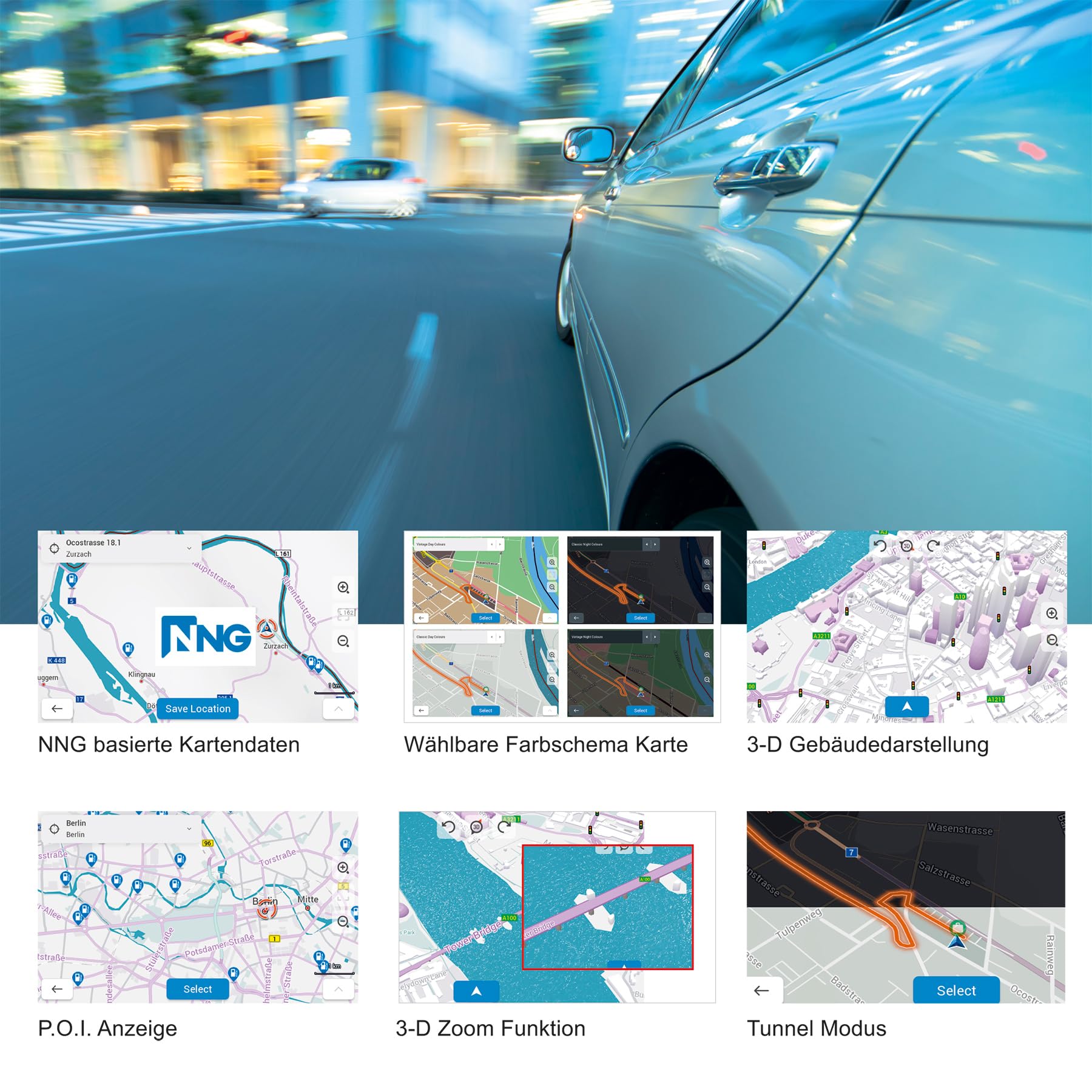 ZENEC Z-EMAP76PC-NNG3 – Micro SDXC-Karte mit PKW Navigationssoftware für ZENEC Infotainer Z-E3776, Z-N1000, Z-N975 und Z-N976, 3-D Karten für Europa, TMC