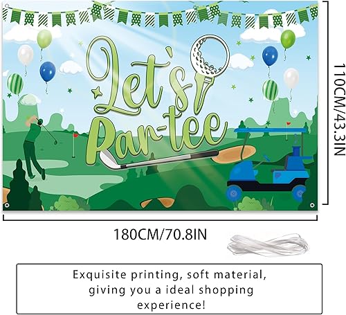 Miniatura 2 de Cartel de fondo de decoración de fiesta de golf, fondo de vinilo Let's ParTee para decoración de cumpleaños de jubilación, pancartas de fiesta de