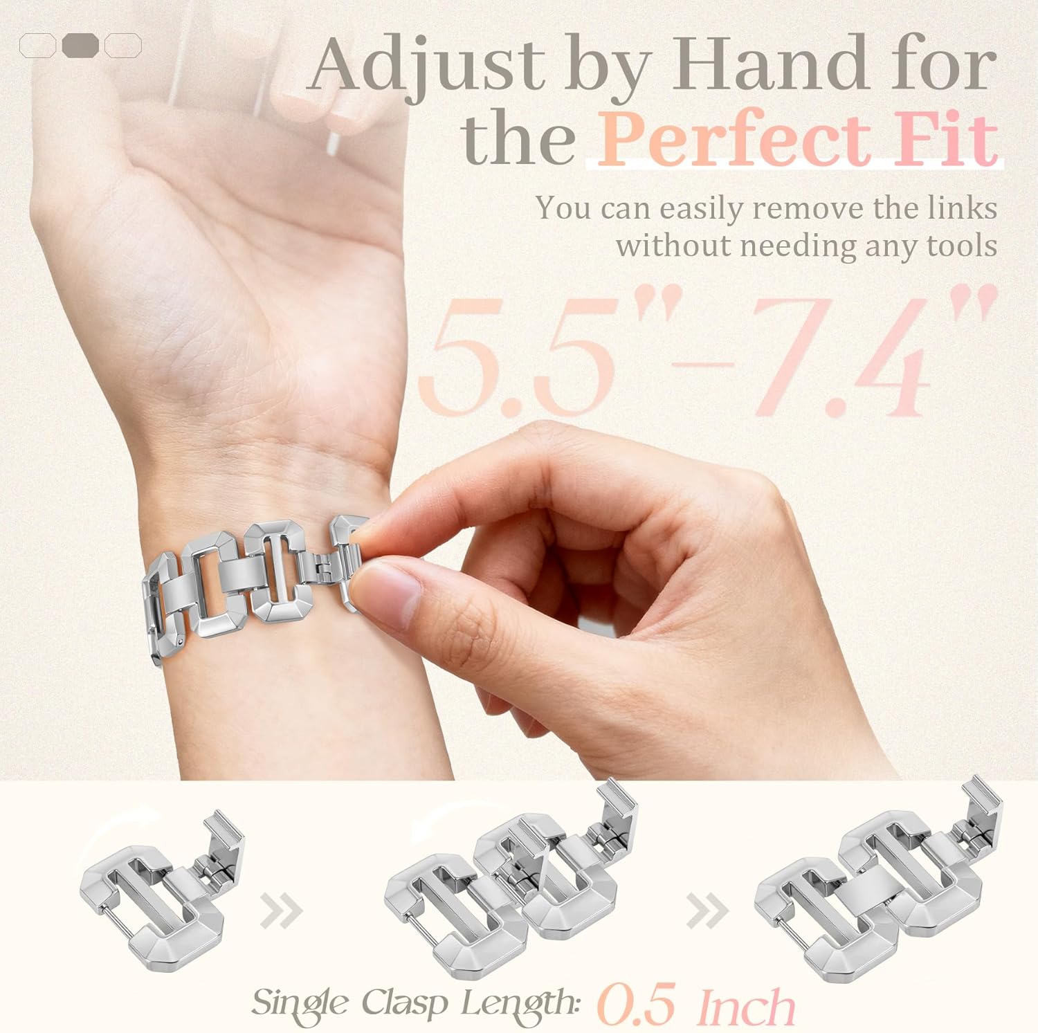 JR.DM Gold Watch Band for Women Compatible with Apple Watch 38mm 40mm 41mm 42mm 44mm 45mm 46mm 49mm Dainty Dressy Bracelet Designer Metal Chain Strap for iWatch Series 11/10/9/8/7/6/5/4/SE/3/2/1 Ultra - Image 3