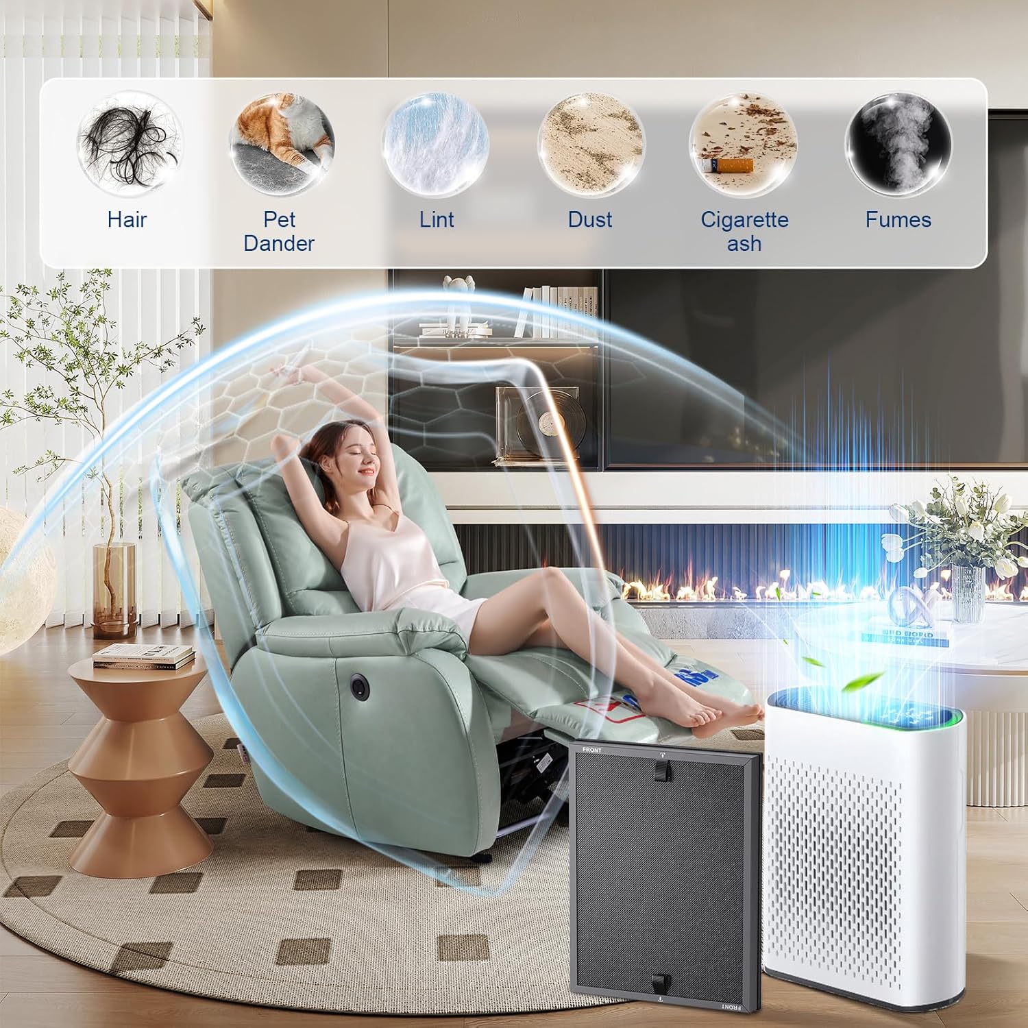 HAP602 Replacement Filter Compatible With ECOSELF HAP602 & HAP602WF Air Filter, 3-Stage High-Efficiency Air Filter with Activated Carbon for Home Office, 4 Pack