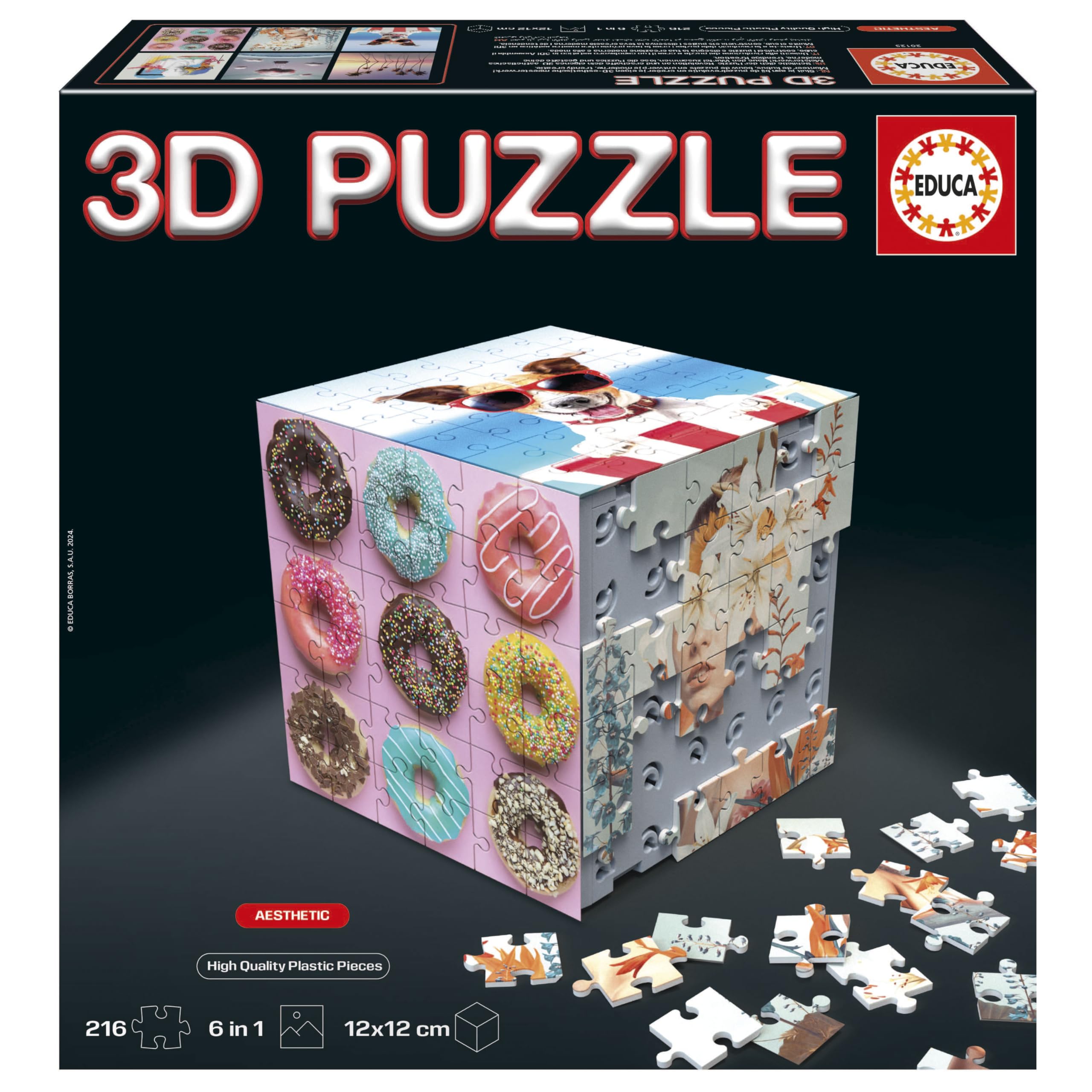 Educa - Puzzle 3D Cube Animals. Od 6 lat (20125)