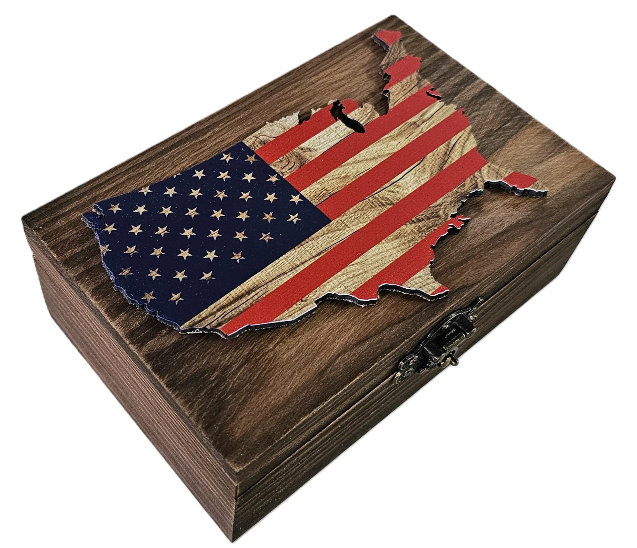 Boîte à bijoux RK Collections et boîte de rangement ornements drapeau USA