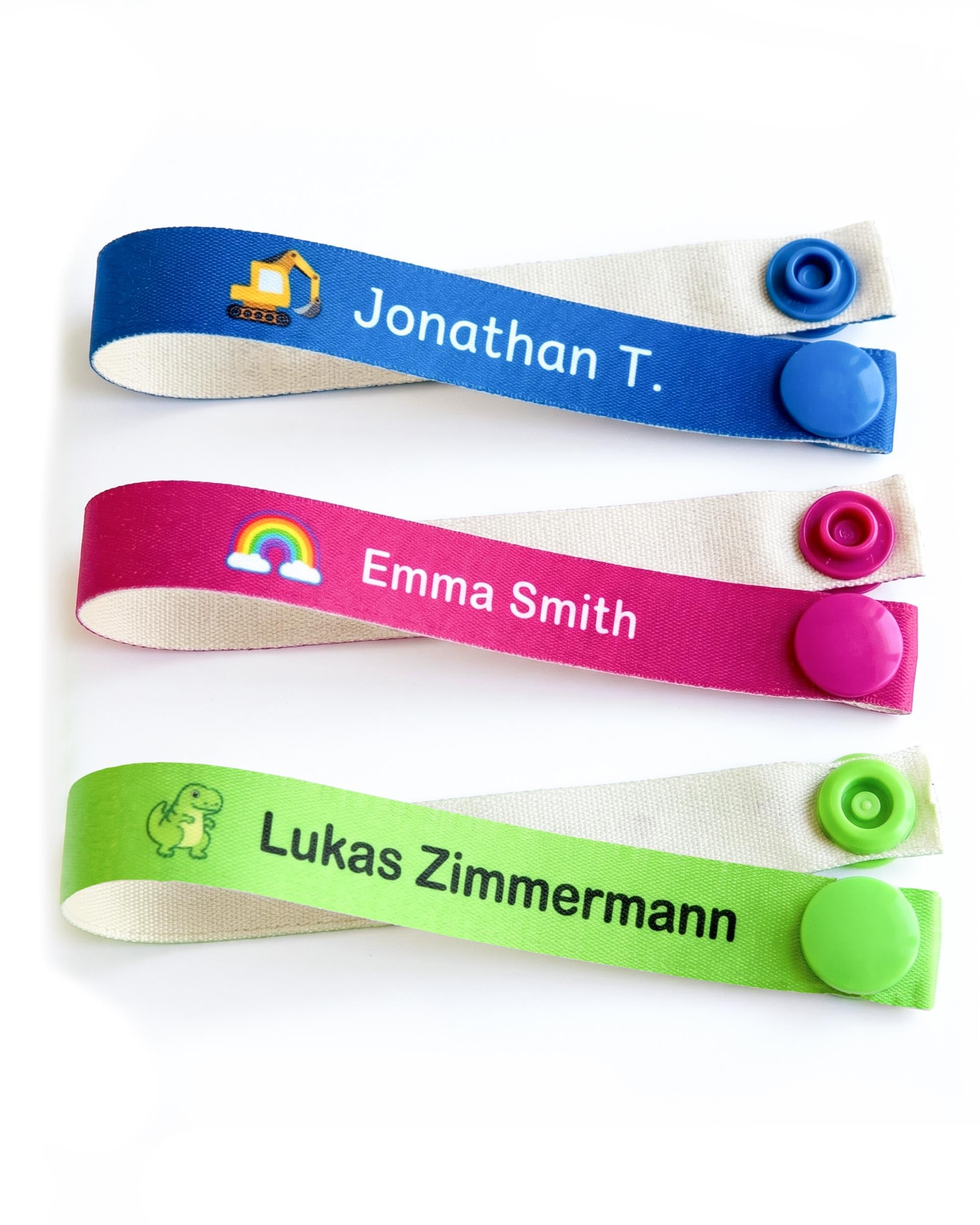 ETIKIDS 6 Cinghie per Appendere Vestiti Bambini Personalizzate con Nome, Etichette in Tessuto per Giacche, Grembiuli e Zaini, Senza Cucire, Lavabili