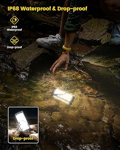 Miniatura 5 de Glocusent 106 luces LED de campamento, hasta 80 horas, 5000 mAh linterna de campamento recargable con 5 brillos 3 modos y SOS, IP68 impermeable,