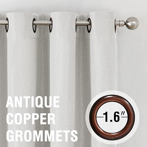 Miniatura 151 de H.VERSAILTEX Cortinas opacas de lino de 96 pulgadas de largo con aislamiento térmico para oscurecer la habitación, cortinas de lino con textura