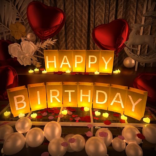 Happy Birthday Decorations, Include Light up Letters, with Tea Lights
