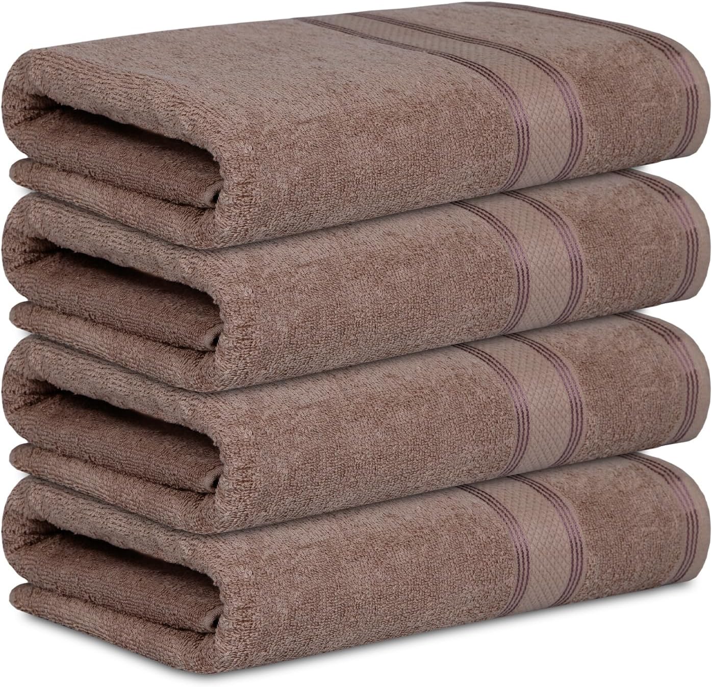Casa Lino Brown Bath Towels Set of 4 (54" x 27") - Large Bathroom Towel Set - 100% Cotton Towels for Bathroom - Highly Absorbent & Quick Dry Bath Towel Multipack - New Apartment Essentials