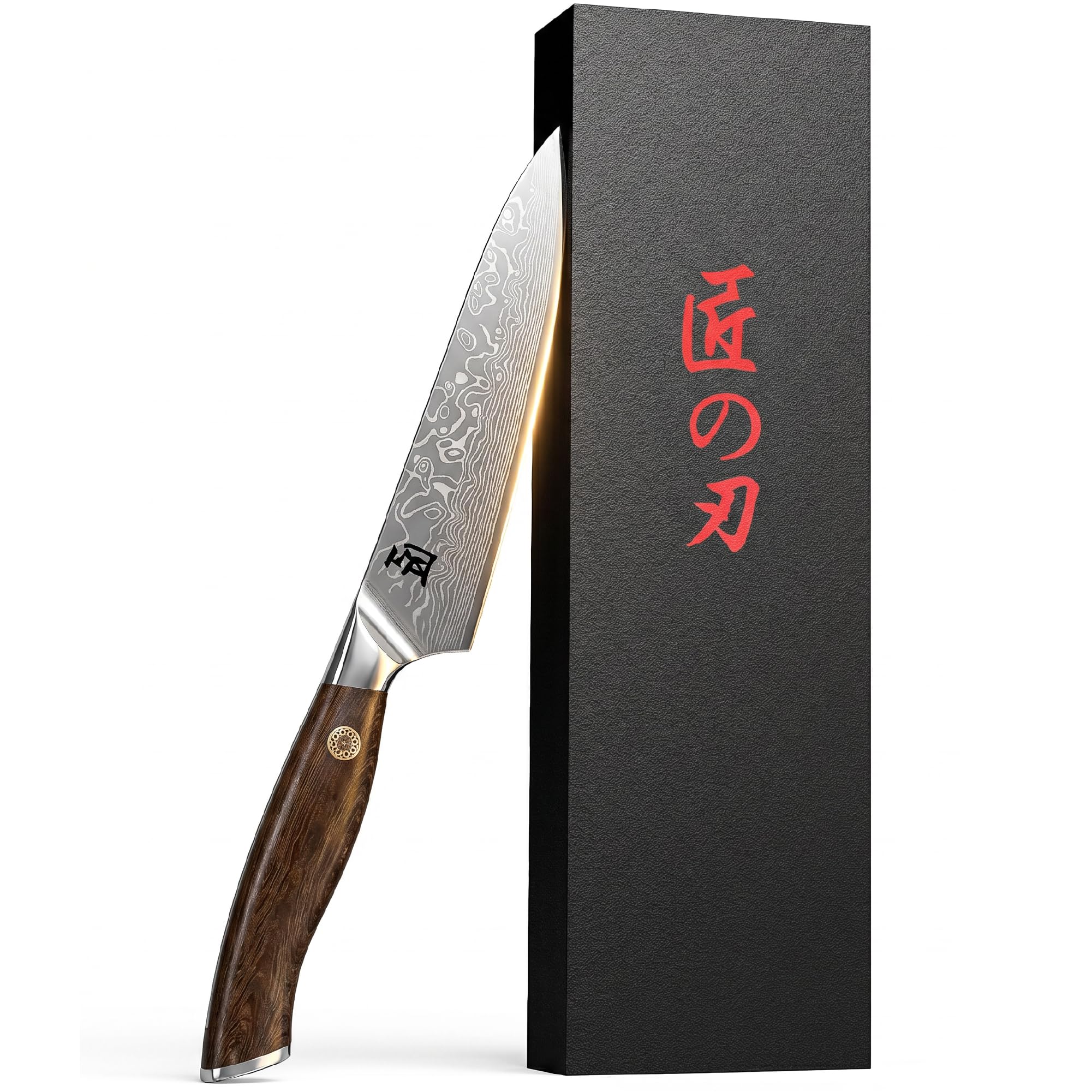 INTIGNIS 5 Inch VG10 Damascus Kitchen Prep Knife, Small Kitchen Knife with 67-Layer Japanese Damascus Steel, Pakkawood Handle & Gift Box