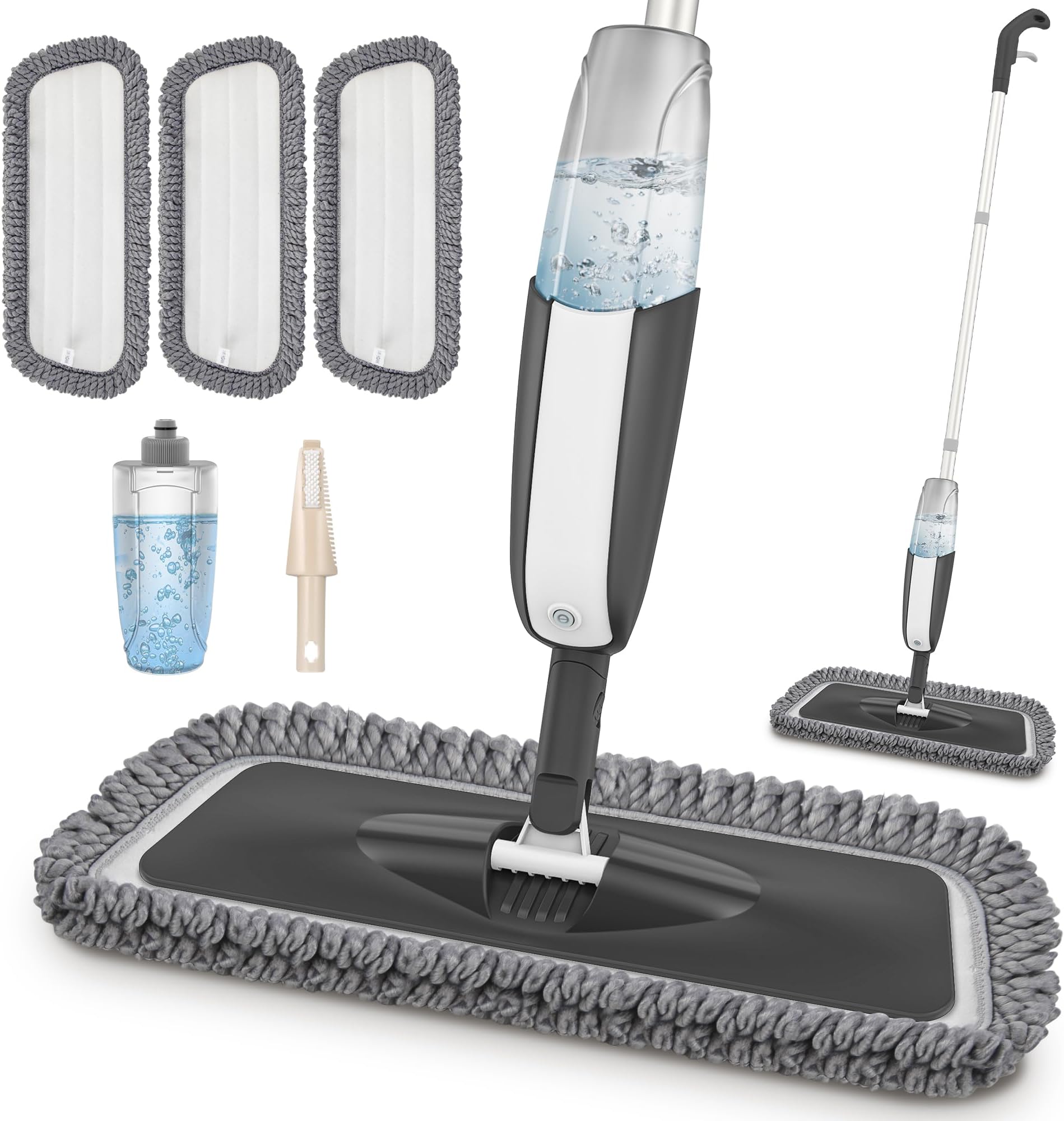 MANGOTIME Spray Mop for Floor Cleaning - Microfiber Dry Wet Floor Mop with 3 Washable Pads & 1 Refillable Bottle for Hardwood Laminate Tile Wood Vinyl Ceramic