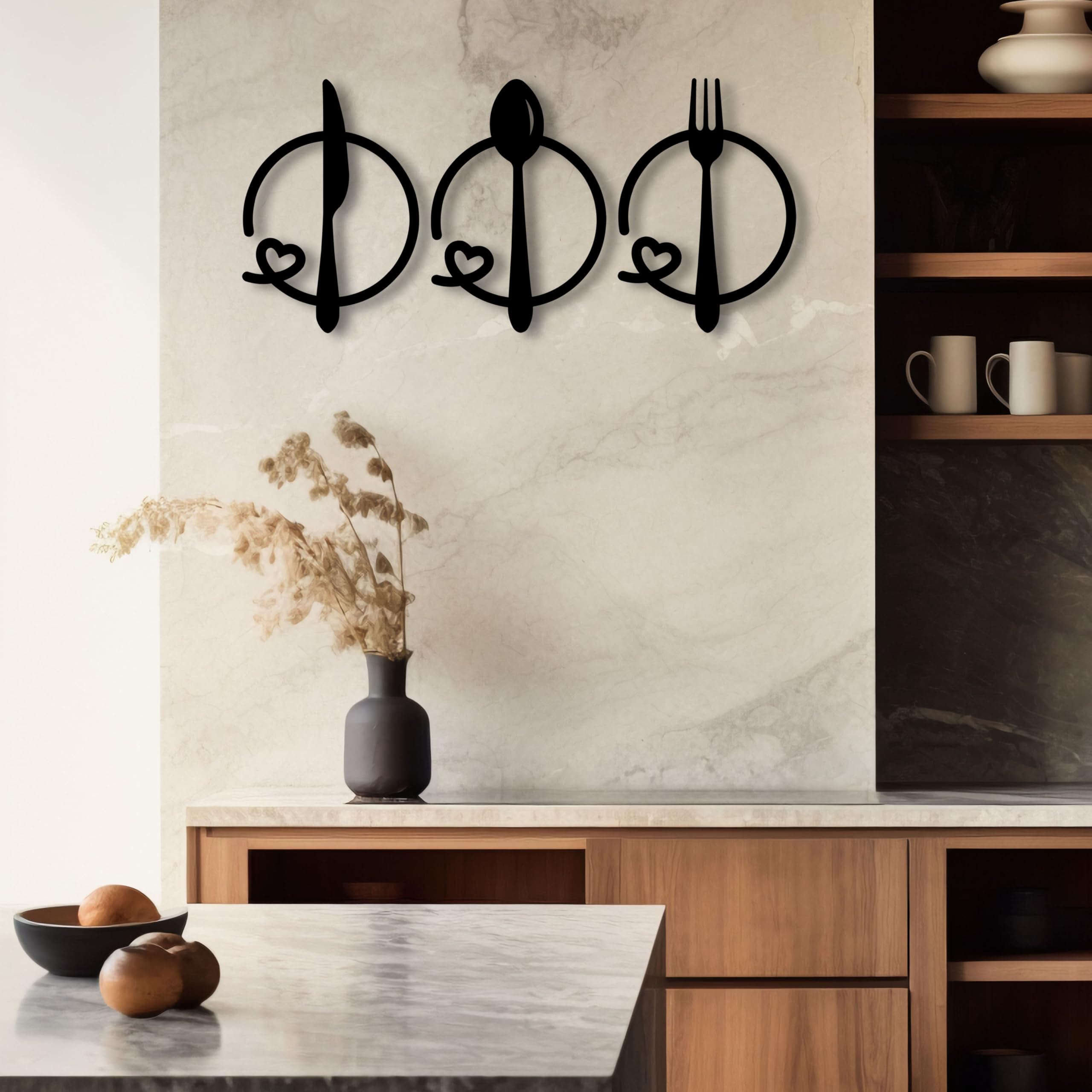 WEHUKOR Spoon Metal Wall Hanging Arts Home Decor, Durable, good ambience Metal Art For Kitchen, Bedroom,Living Room,Drawing room,Hotel,Office,Home Garden, Rasoi (11.6 inch x 8 inch, set of 3, Black) 1