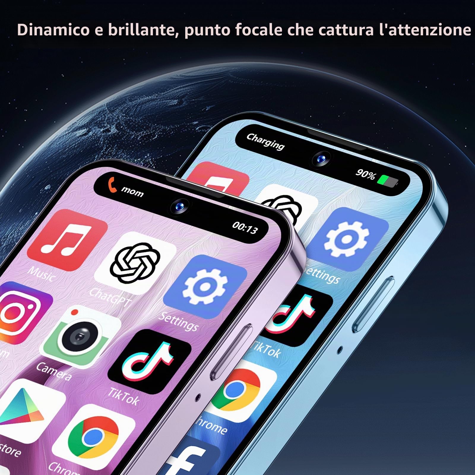 Mini smartphone 4G, mini telefono sbloccato 3+32 GB con schermo HD da 3,88", batteria da 2000 mAh, fotocamera da 5 MP, doppia SIM, corpo ultrasottile per cellulare per bambini Nero