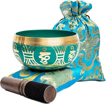 Tibetan Singing Bowl Set with Bag- Easy To Play - Authentic Handcrafted Mindfulness Meditation Holistic Sound 7 Chakra Healing Gift by Himalayan Bazaar