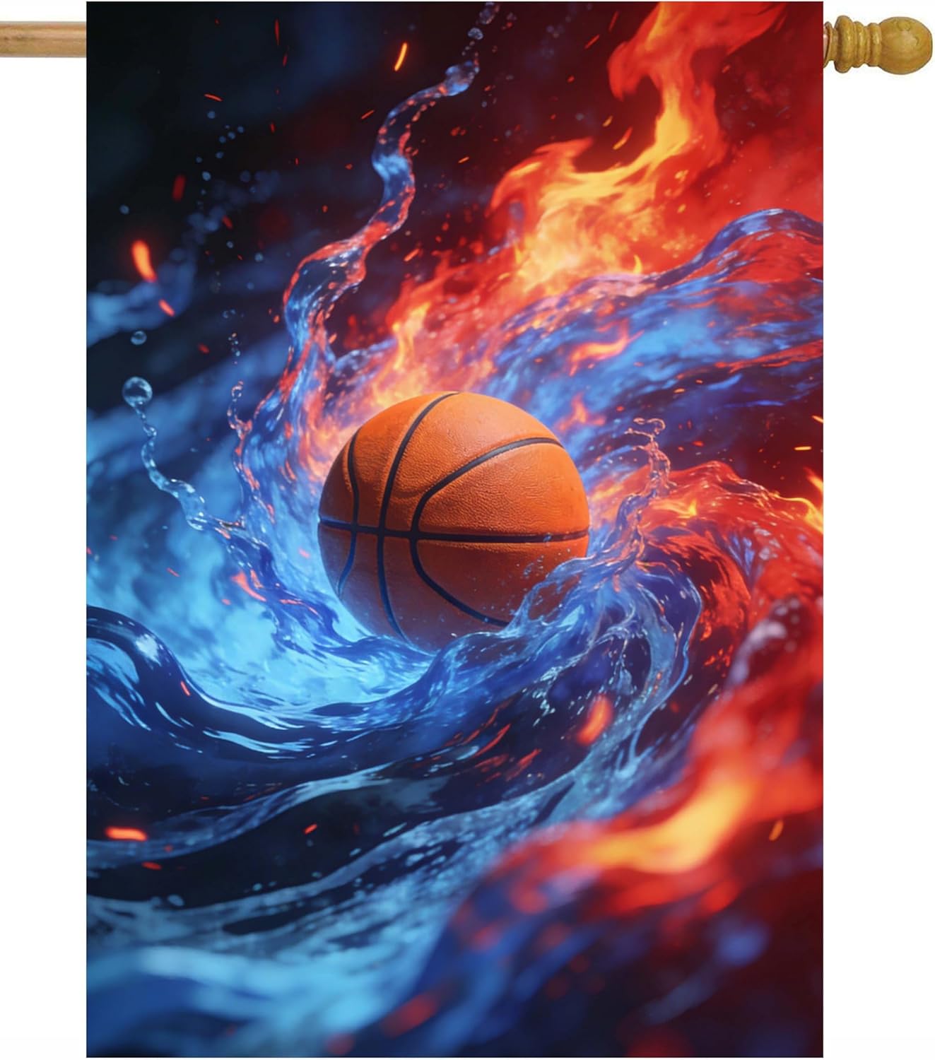 Basketball Game Team Goal Ball Sports Athletic House Flag 28" x 40" Double Sided Polyester Welcome Yard Garden Flag Banners for Patio Lawn Home Outdoor Decor