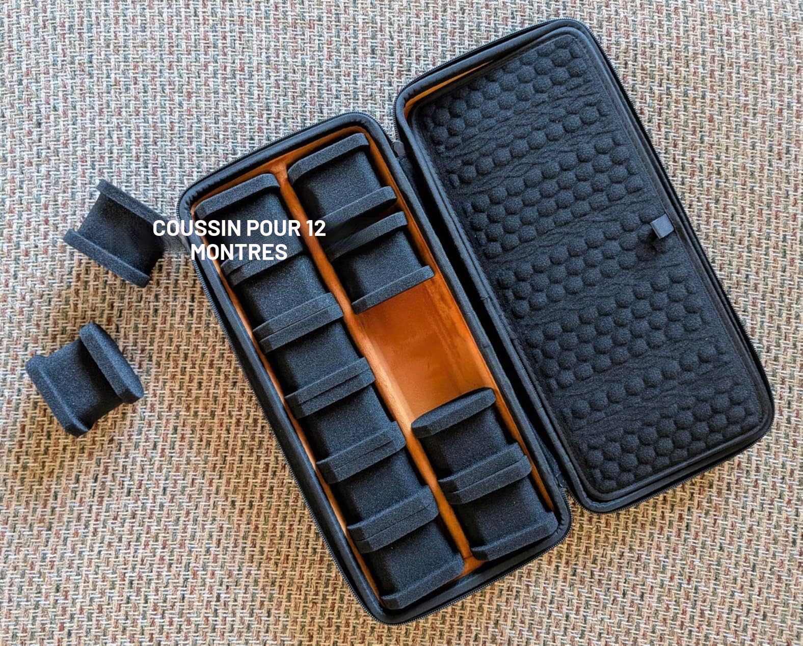 Boîtier de Montre à 12 emplacements – Boîte de Rangement Rigide pour Montres de Voyage, Convient aux Grandes et Petites Montres.