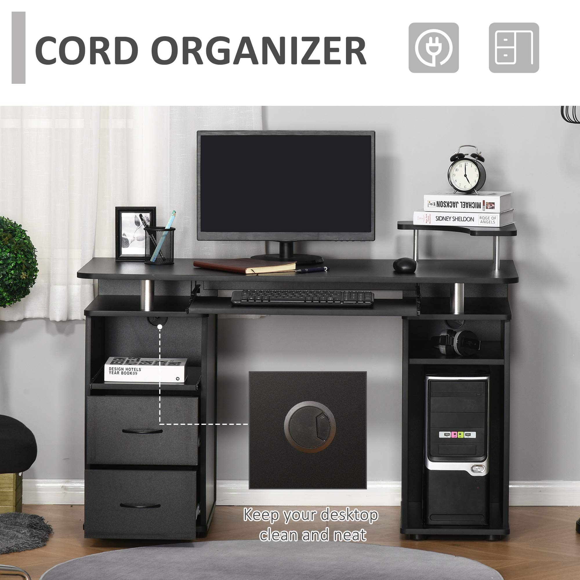 Computer Desk Office PC Table Workstation with Keyboard Tray