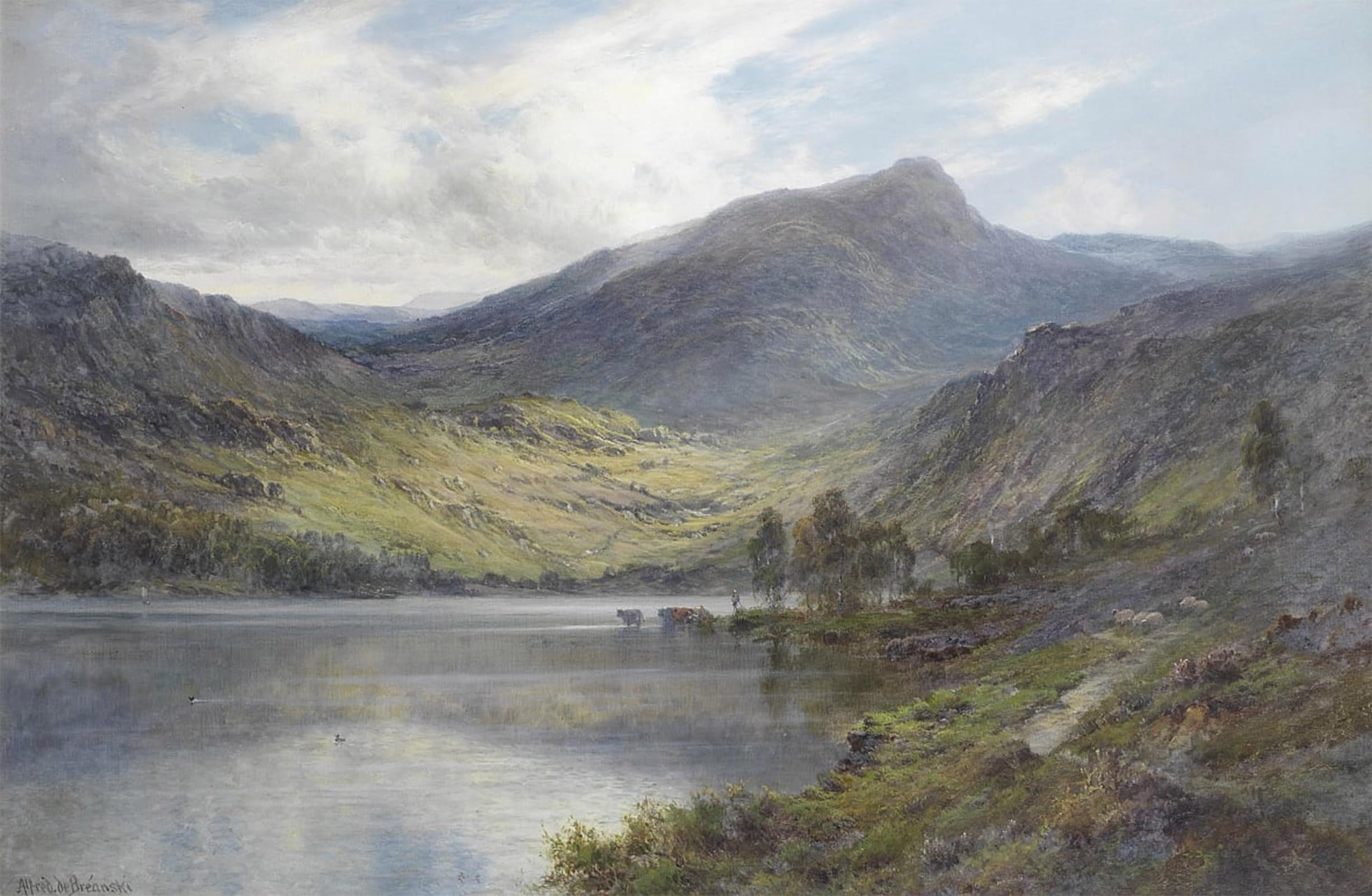 Tableaux affiche de arts d'Alfred De Breanski Loch Ness grand format de salon 60x90