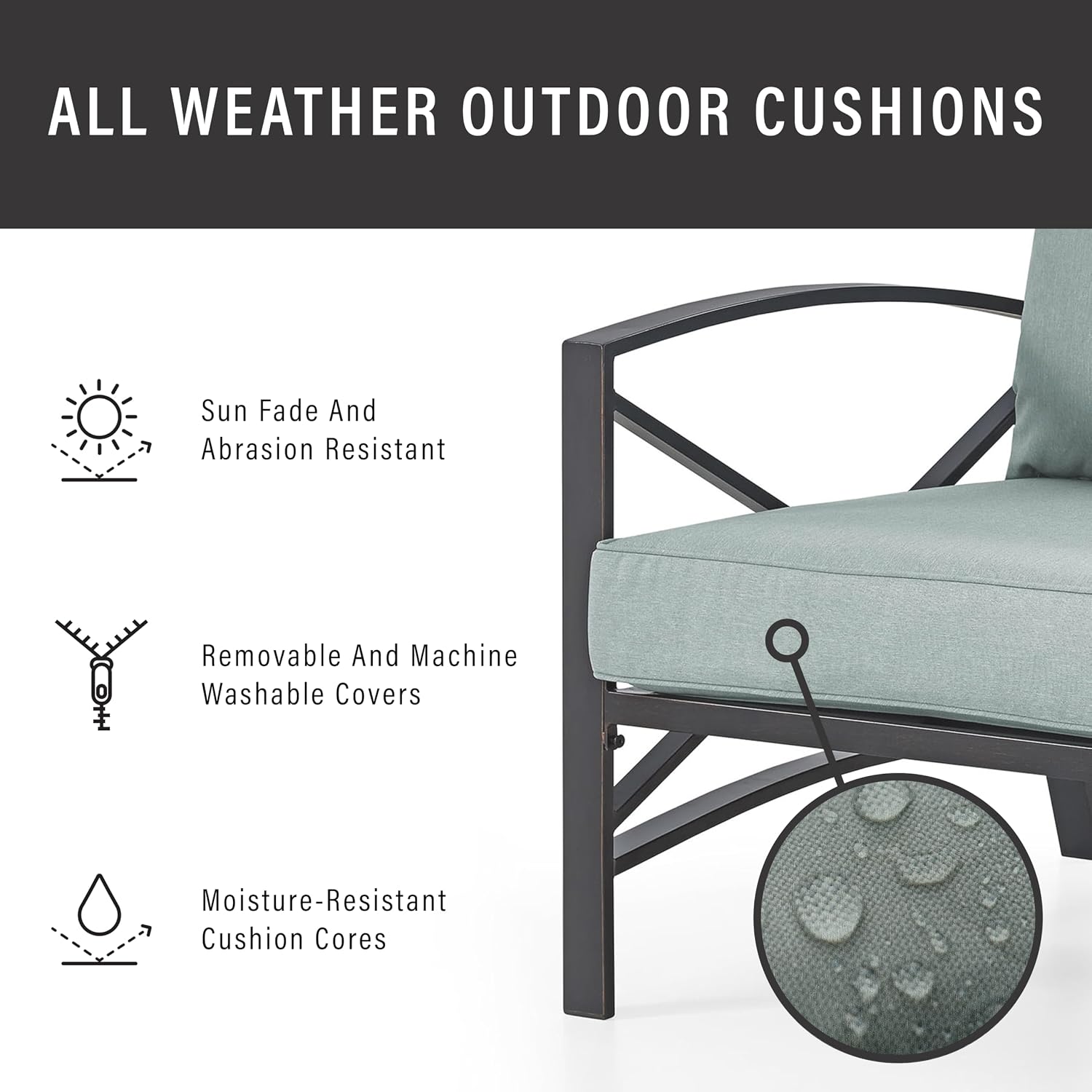 Crosley Furniture Kaplan 2-Piece Outdoor Chair Set, Patio Chairs for Conversation, Porch, Deck, Balcony, Oiled Bronze with Mist Cushions