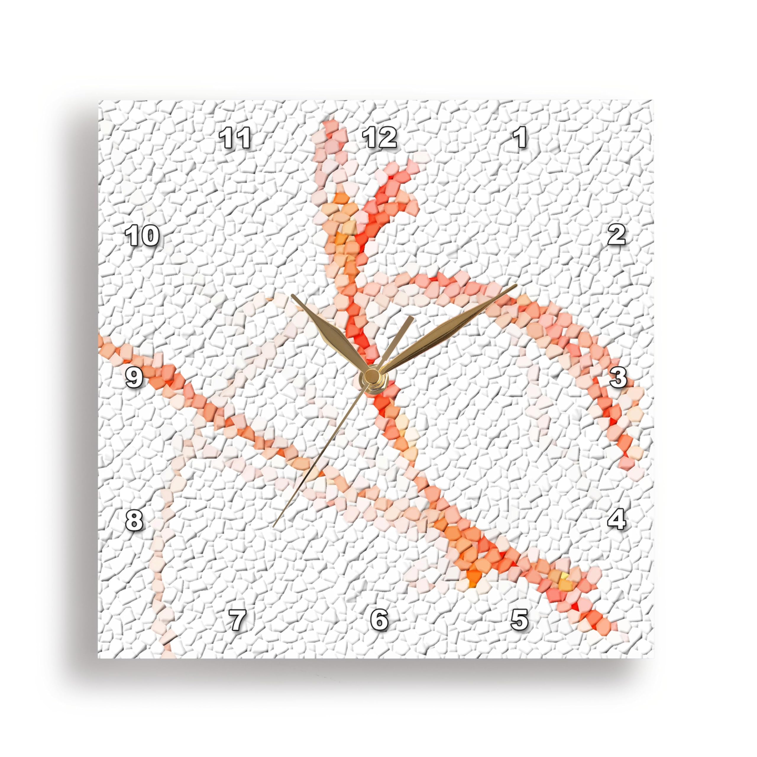 Horloge murale en aluminium 3dRose 33x33 cm mosaïque blanc rouge