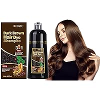 500ML Dark Brown Hair Dye Shampoo per Capelli 3 in 1, Shampoo Colorante Nero per Donna Uomo