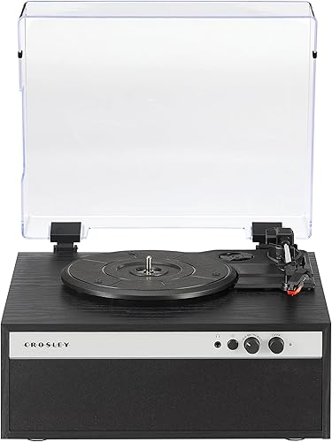 Miniatura 12 de Crosley CR6048A-BK - Reproductor de discos de vinilo con Bluetooth estroboscópico con sincronización de música, luces LED que cambian de color,