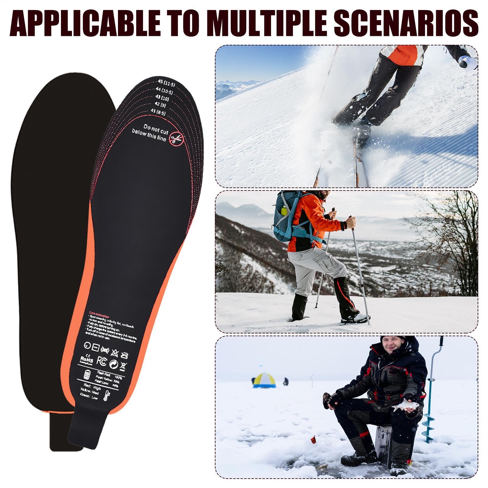 Plantillas Recargables USB, Plantillas Calefactables | 1 par de Plantillas | térmicas Recargables por USB para Invierno, Calentadores de pies para climas fríos, a Medida