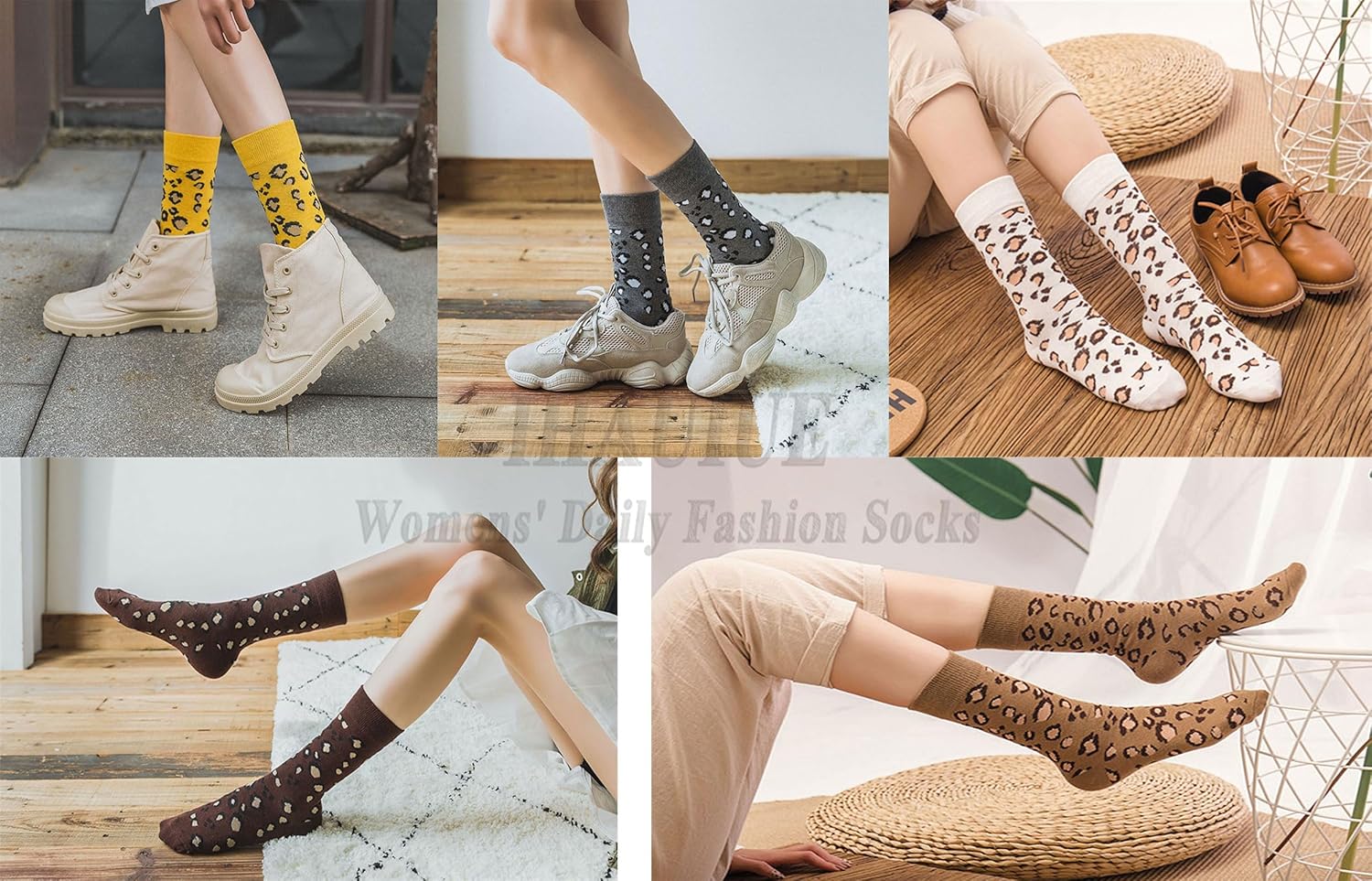 Animal Print Crew Socks Trendy Pattern Quartz Socks Leopard Printed Dress Socks for Women, Men - Image 7