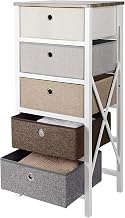 SortWise Dresser Storage Tower MDF Wood End Table/Night Stand with 5 Removeable Drawers for Closet Bedroom Livingroom Entryway