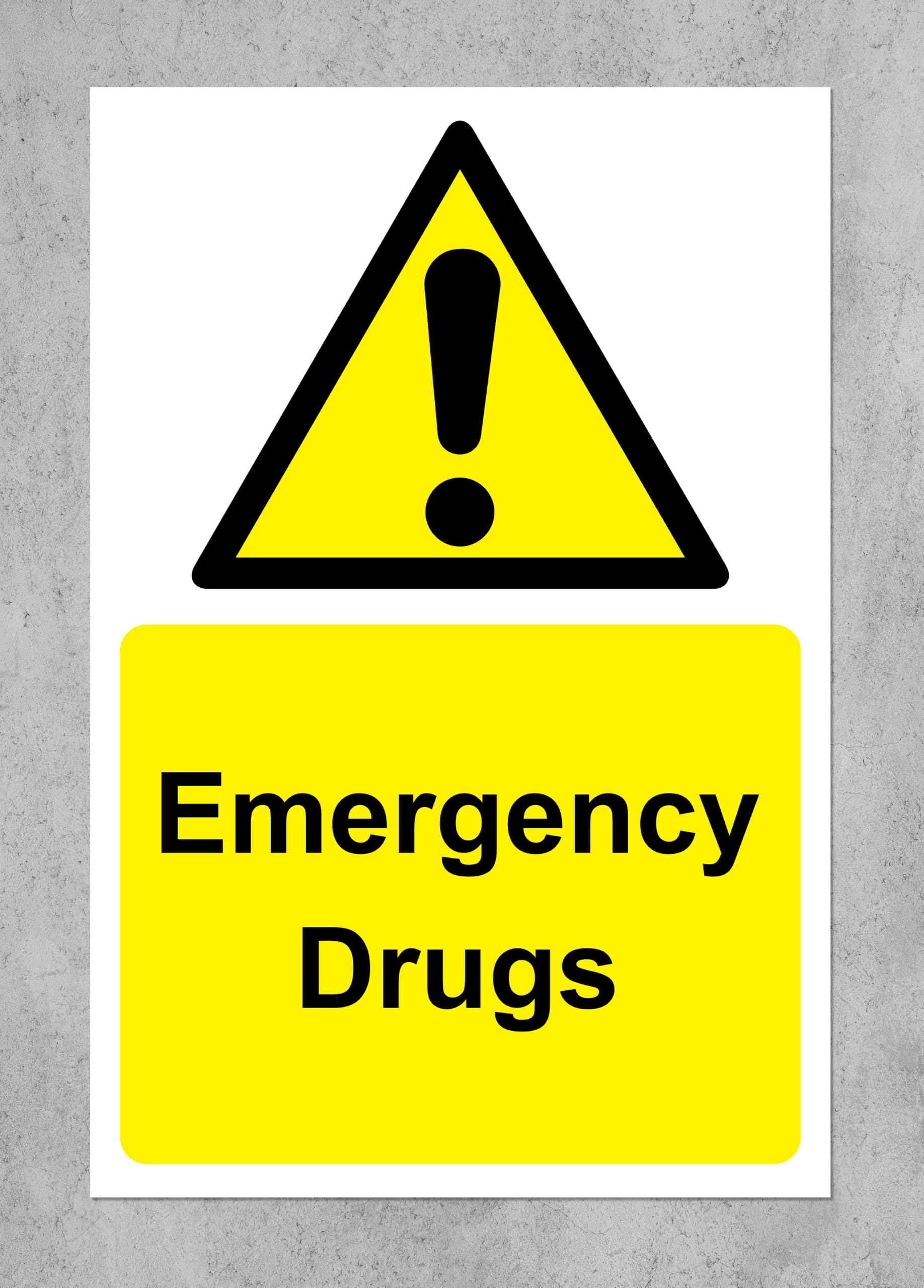 Emergency drugs safety sign - 1mm Plastic sign (200mm x 150mm)