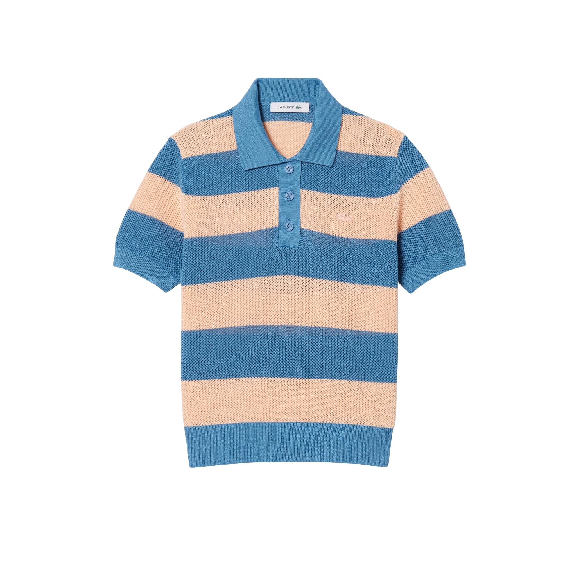Women's Striped Mesh Knit Polo Collar Sweater