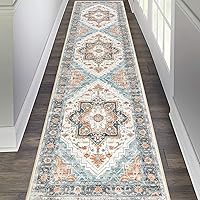 Vista 29 de Pauwer Alfombra de Pasillo 2x10, Alfombras Largas Lavables para Cocina, Alfombra de Área con Medallón Vintage de Granja, Alfombras Suaves