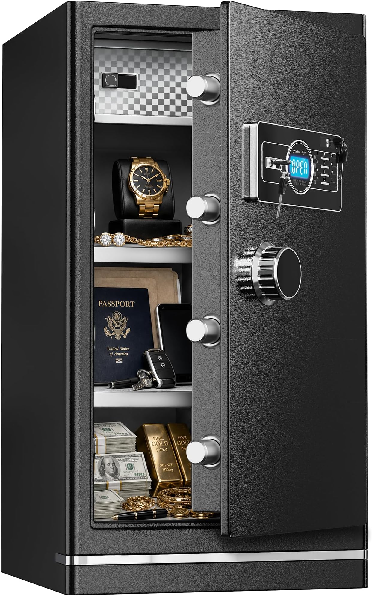 TOTOY 6.0 Cu Ft Heavy Duty Large Steel Fire Resistant Safe With LCD -23.6"H