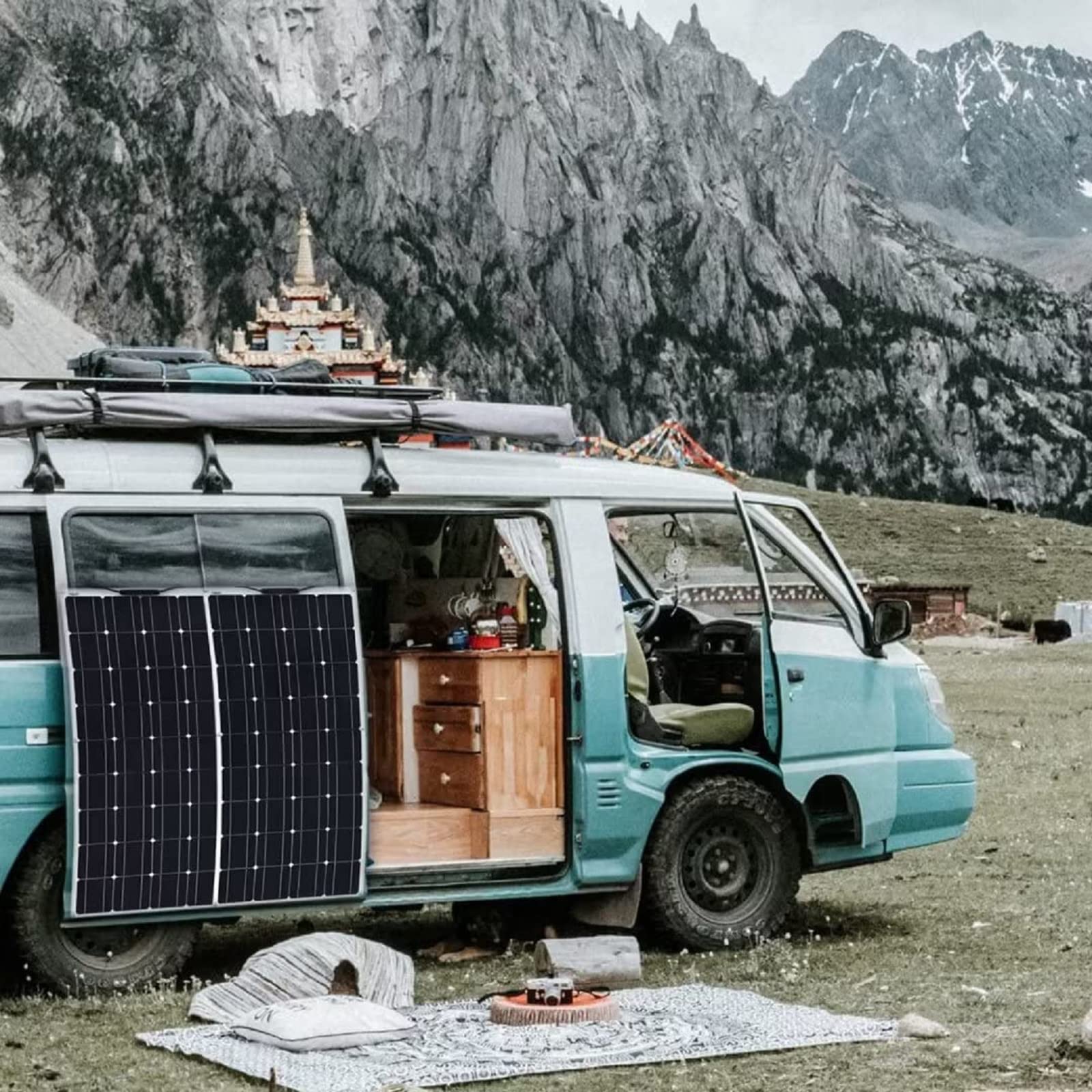 Panneau Solaire Souple, Solaire Souple, Solaire Flexible Module, 12V Haute Efficacité Photovoltaïque Monocristallin pour Hors Réseau RV Maison Cabine Caravane Camping Car Bateaux Toits,150w
