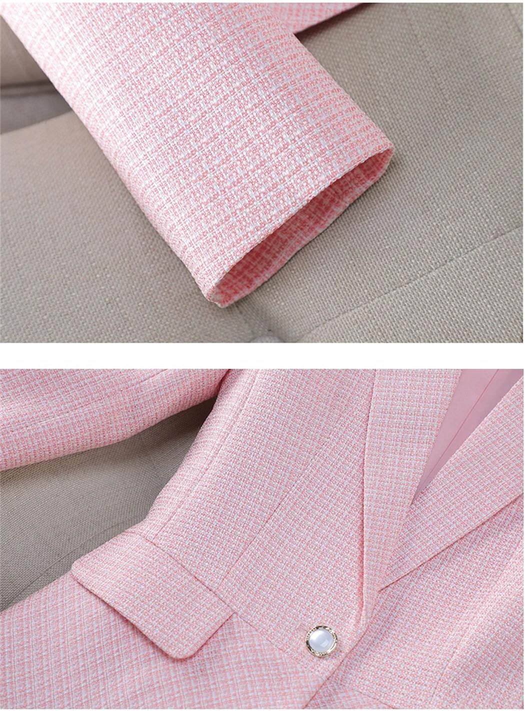 Women's Elegant Office Skirt Suit Set Long Sleeve Blazer and Knee Length Skirt Classic 2 Piece Formal Outfits