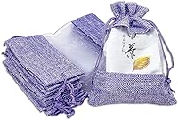 Vista 12 de 12 paquetes de grandes bolsas de regalo de arpillera de lino y organza con cordones (16.5x21.5 cm, beige/plata de lunares) - Favores de fiesta