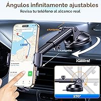 Vista 5 de Romuto Soporte de teléfono para tu coche Soporte de teléfono con súper succión: soporte de teléfono celular para accesorios de automóvil