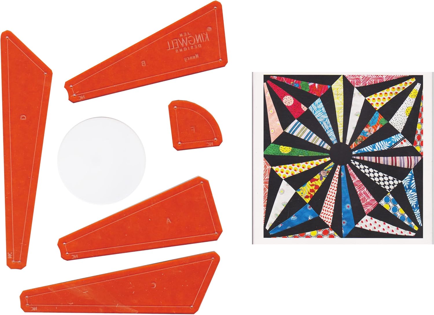 Jen Kingwell Acrylic Tempters Series Template Set - Nancy 18" Quilt Block