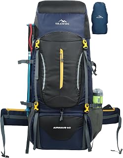 TRAWOC AIRWAVE 60L Travel Backpack for Men & Women | Laptop Sleeve | Shoe Compartment | Rain-Cover | Water Resistant Trekk... — Trekking Bags